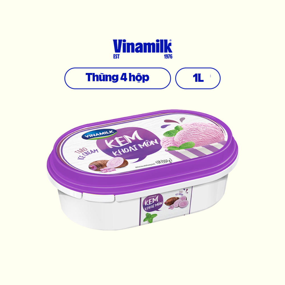2 hộp kem vinamilk khoai môn hộp 1l
