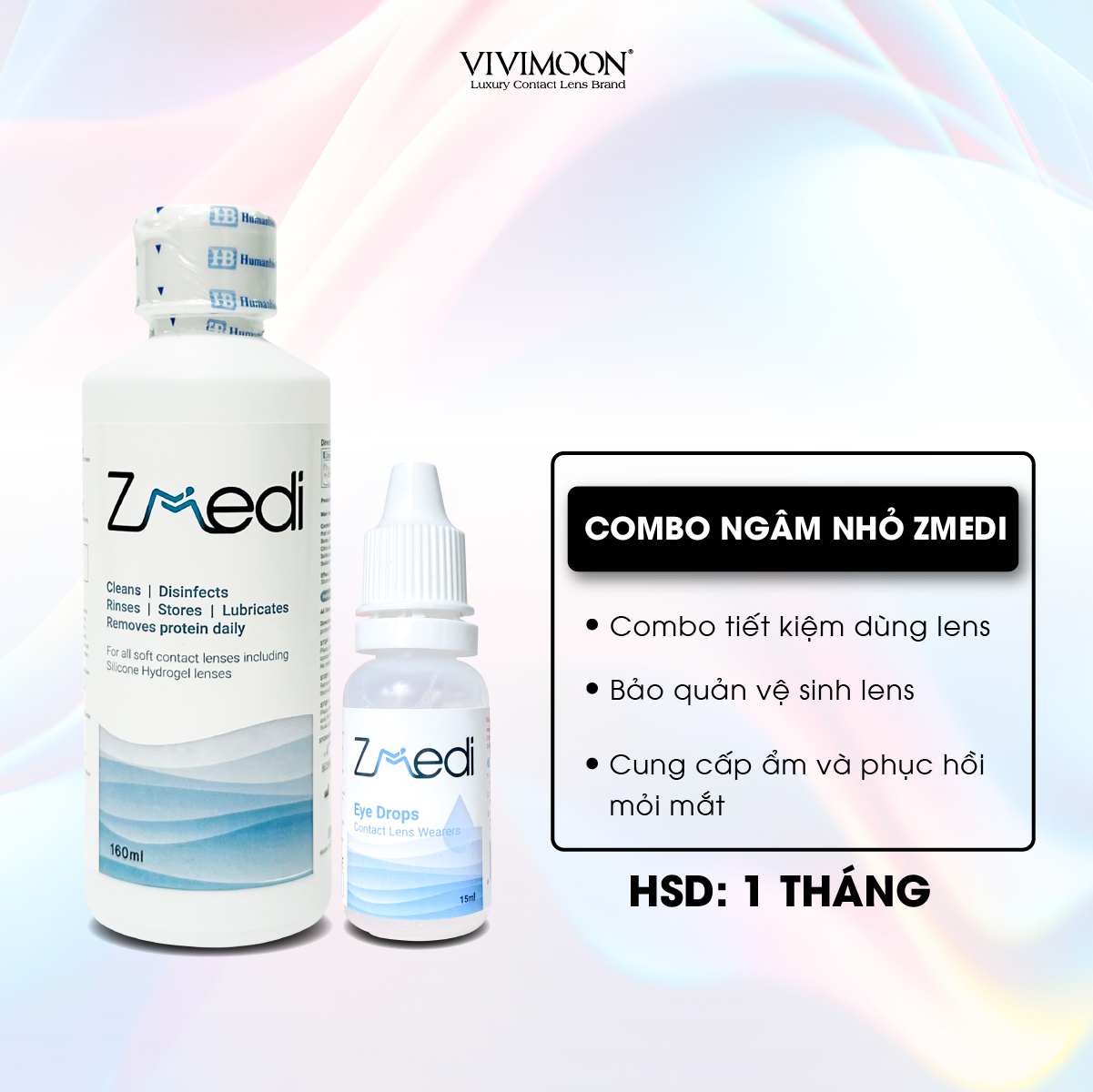 [LAZSOCIAL50K] Combo nước ngâm và nhỏ mắt kính áp tròng Zmedi VIVIMOON LENS chuyên dụng