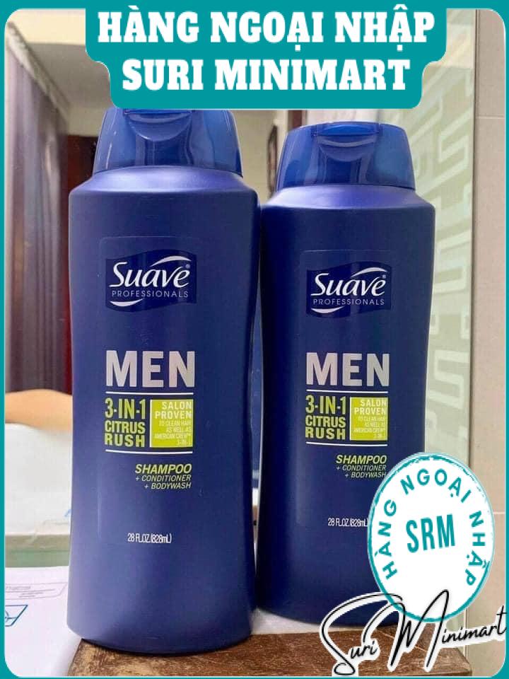 Dầu gội xả tắm 3in1 sauve men mỹ 828ml