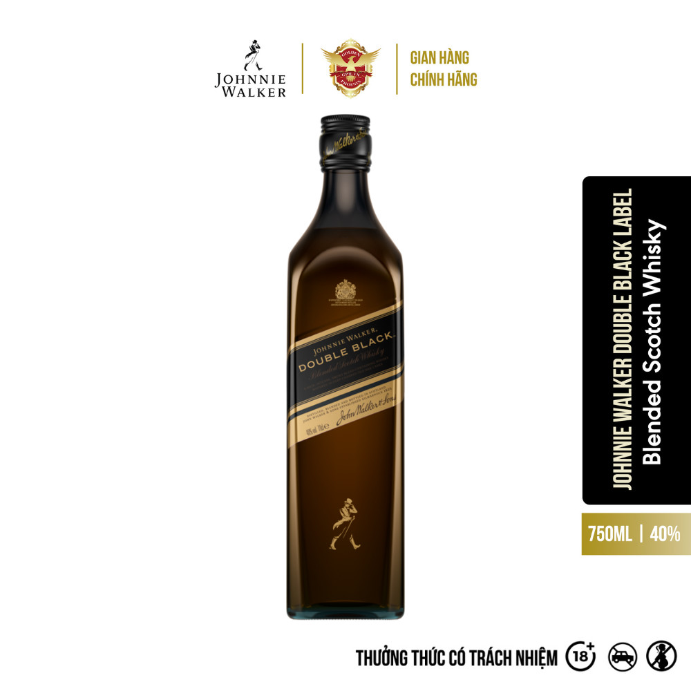 Rượu johnnie walker double black label blended scotch whisky 40% 750ml - rượu whisky vị khói đậm đà & mạnh mẽ