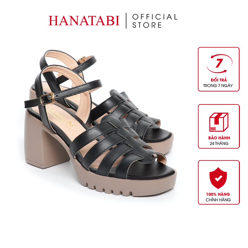 Sandal Nữ Hanatabi Đế PU Siêu Nhẹ Cao 7cm Quai Xương Cá Hở Mũi Hậu C Mã HNSDG7F965