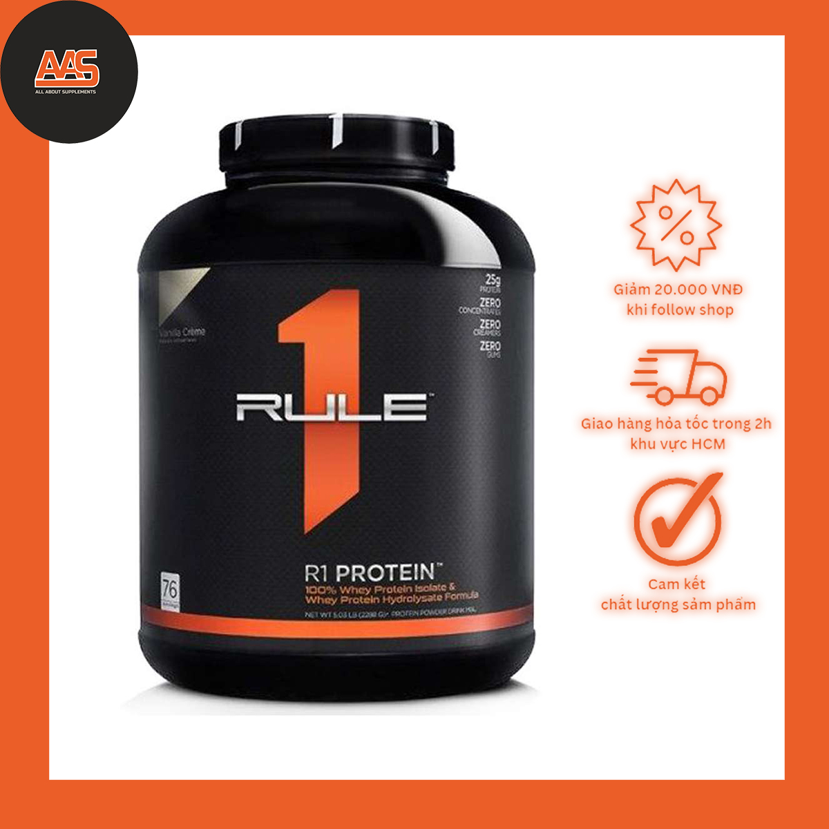 WHEY PROTEIN - RULE 1 - R1 RULE1 PROTEIN - 5lbs - 100% whey protein isolate bổ sung đạm cho người chơi thể hình thể thao