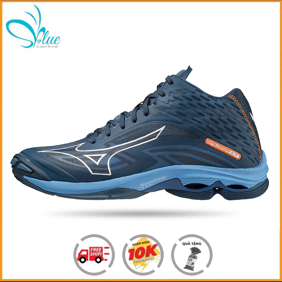 Giày bóng chuyền Mizuno chính hãng Wave Lightning Z7 Mid V1GA225021 màu xanh