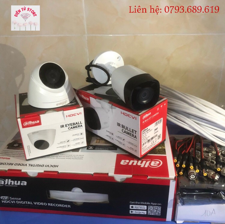 Trọn bộ 2 mắt camera dahua full hd 1080p