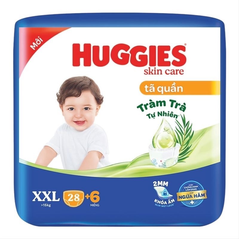 Tặng thêm miếng - tã quần huggies dry hương tràm trà size xxl28