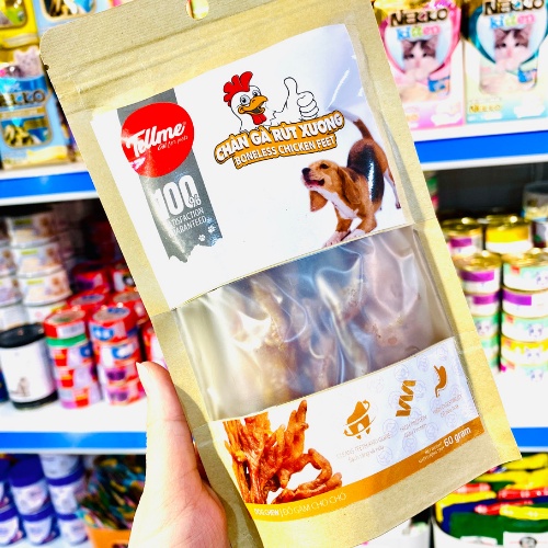 tell me gan bò, chân gà sấy ăn vặt cho chó