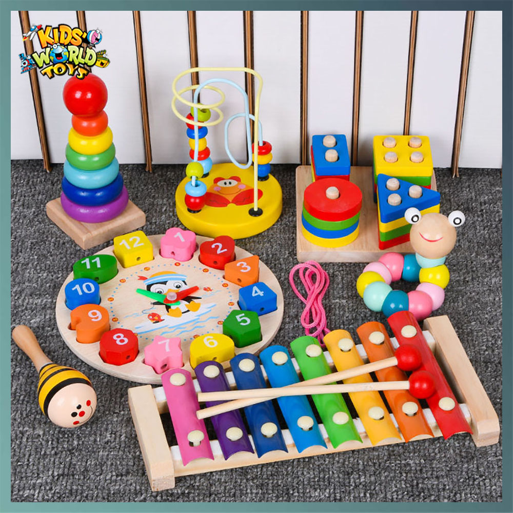 Đồ chơi trẻ em bộ combo 6 món đồ chơi bằng gỗ phát triển trí tuệ cho bé