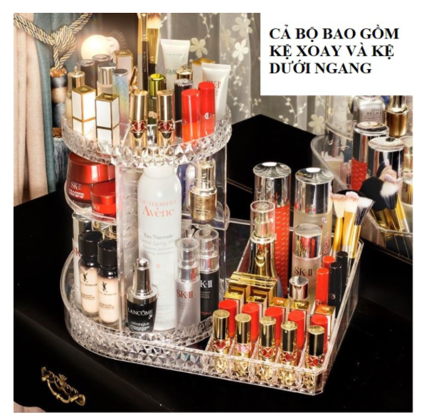 Top 7 kệ đựng mỹ phẩm thông minh kệ đựng mỹ phẩm xoay 360 độ - khay đựng mỹ phẩm trong suốt tiện dụng