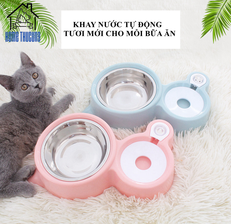 Bát ăn 2 chế độ ❤️ bá inox kèm bình nước uông tự đông❤️chống trượt siêu bền w0102