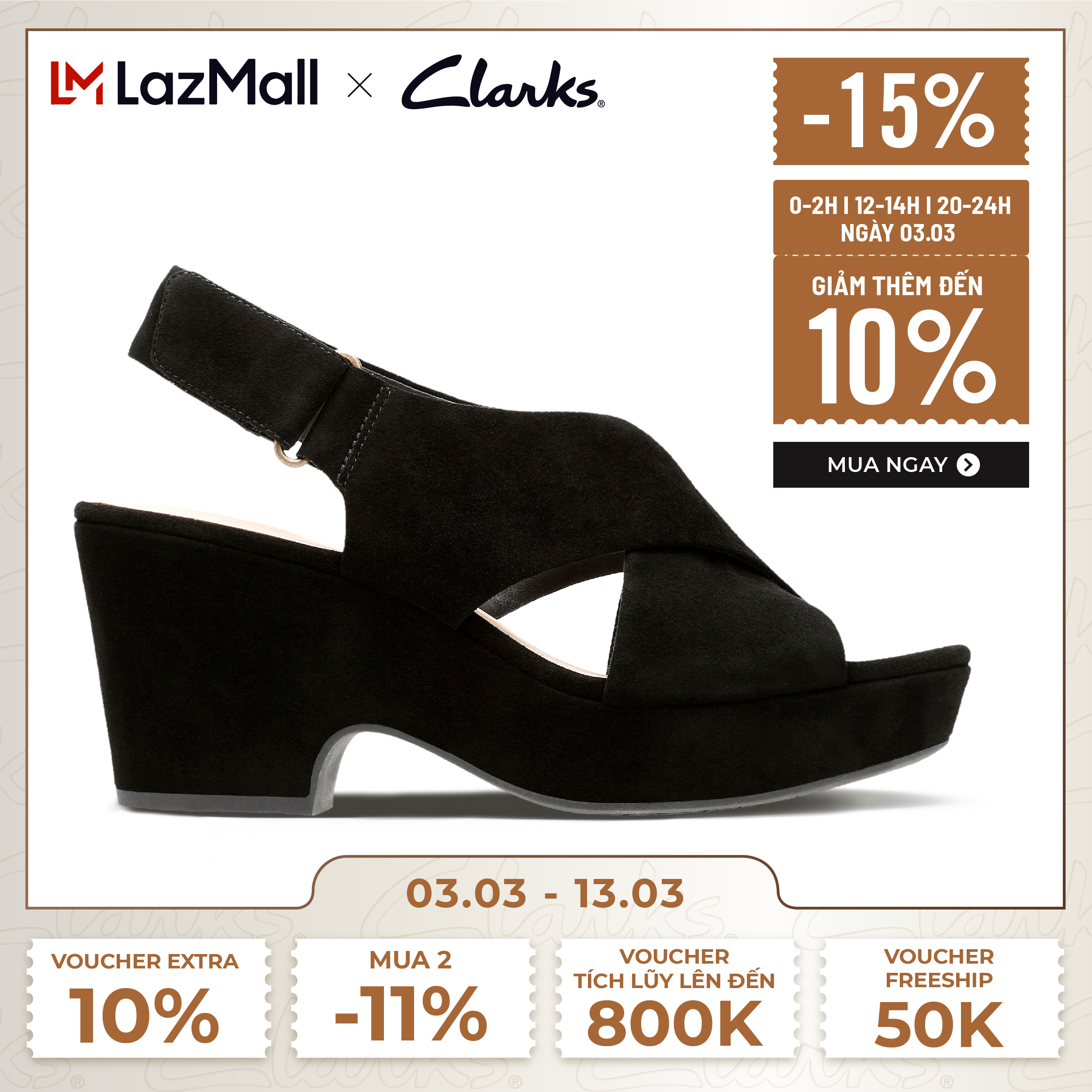 Giày Sandal Đế Xuồng Da Nữ Clarks - Maritsa Lara
