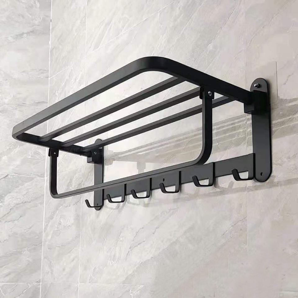 Máng Khăn Đen Cao Cấp Sơn Tĩnh Điện, máng khăn đen, máng khắn nhà tắm, máng khắn inox, kệ khắn nhà tắm, kệ khăn inox, giàn vắt khăn nhà tắm, máng khắn giá rẻ K-MK11Đ