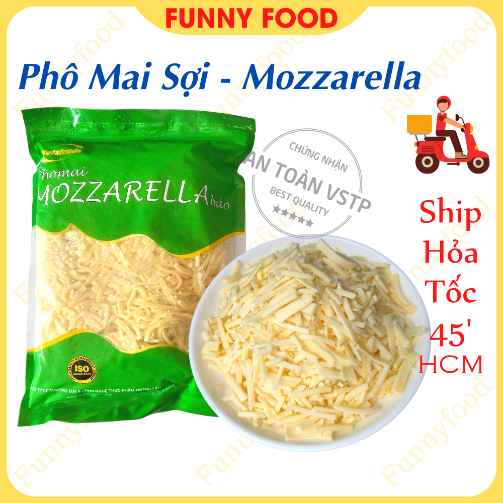 Phô Mai Sợi Mozzarella 1 kg – Phô Mai Bào Sợi – [Ship Hỏa Tốc HCM] – Funnyfood