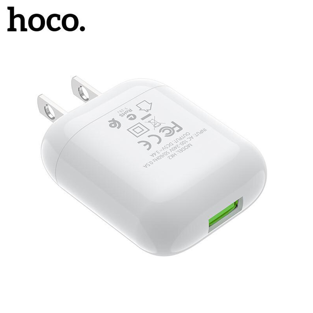 Combo cốc sạc 1 cổng usb và cáp sạc Hoco HK2 Type-C hỗ trợ sạc nhanh 3.4A cho Smartphone nhựa PC cao cấp chống cháy nổ