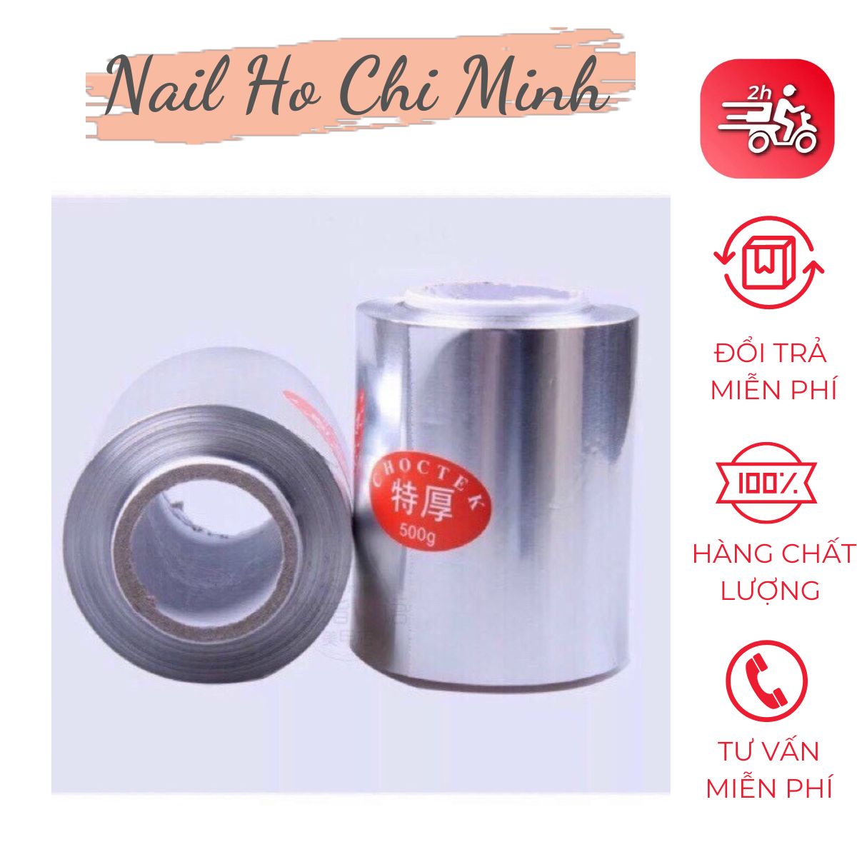 Cuộn giấy bạc ủ phá móng 500gr - Giấy bạc ủ phá gel/bột chuyên dụng