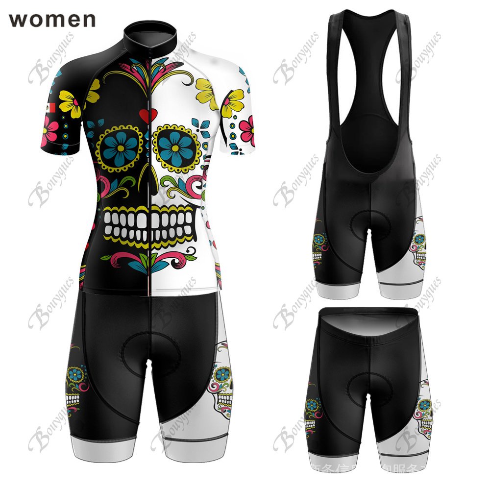 New Style NEW Skull Style Women Cycling Jerseys Sets MTB Cycling Clothing Breathable PRO Mountian Bicycle Clothes