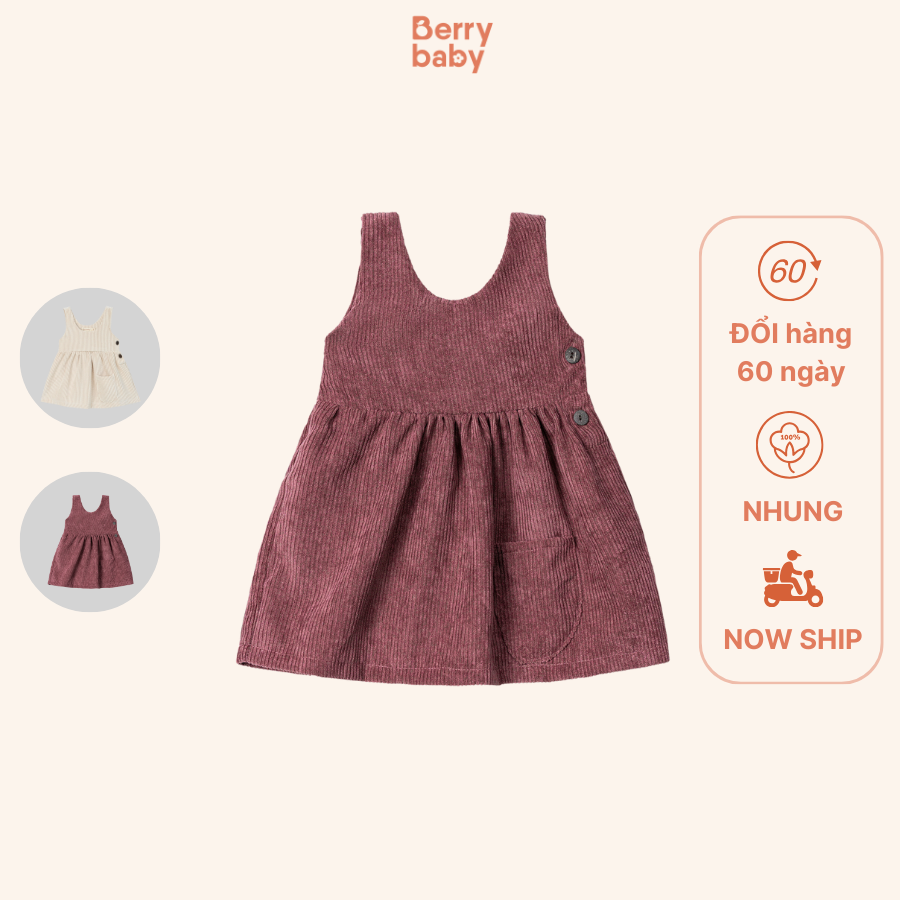 Váy yếm nhung BERRY cho bé babydoll dáng xòe mùa đông nhung tăm LILY