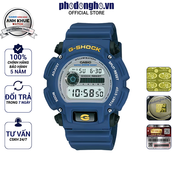 Đồng hồ nam dây nhựa g-shock chính hãng casio anh khuê dw-9052-2vdr