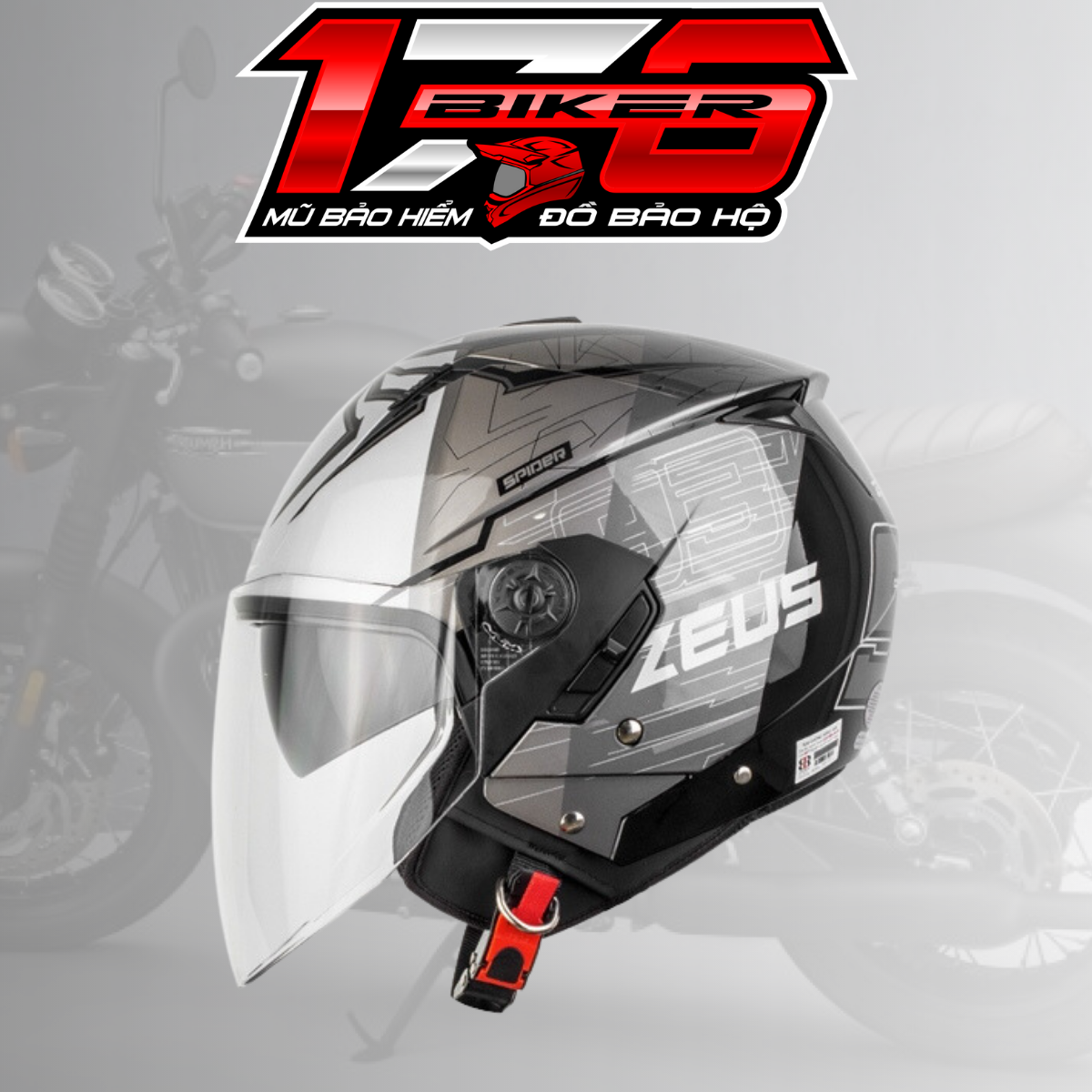 Nón bảo hiểm 3/4 2 kính Zeus 205 2 kính - Trọng lượng nhẹ chỉ 1100 gr - BIKER 176 - Nón bảo hiểm & Dầu nhớt Vũng Tàu