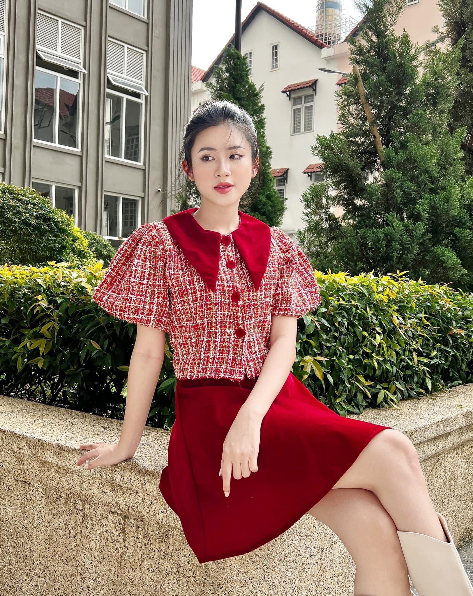 Sét siêu sang chảnh áo bố chân váy nhung