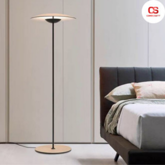 (Kèm LED) Đèn sàn decor chao xòe tròn lấy cảm hứng từ loại đèn xuất hiện trên đường phố Dubai sang trọng, Đèn cây đứng trang trí chao trắng đèn 3 chế độ ánh sáng bật tắt chuyển màu (Đèn Bắc Âu) - Combosett