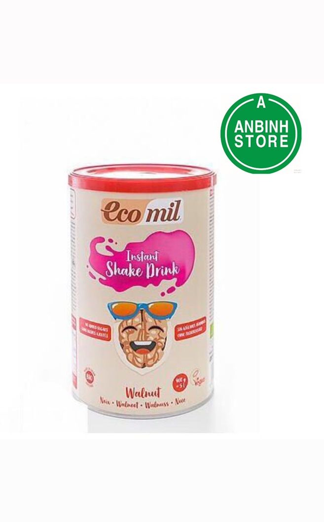 Date 12/24 Sữa bột hạt óc chó hữu cơ không đường Ecomil 400gr