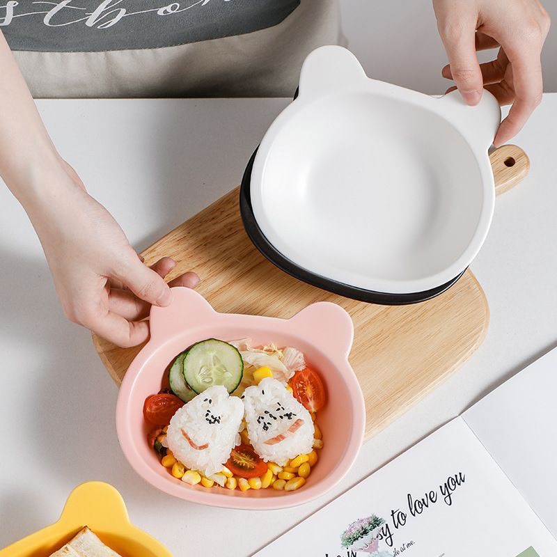 Bát sứ ăn dặm hình gấu lì nhiều màu sắc, bát ăn dặm cho bé hình con vật gấu Pooh to