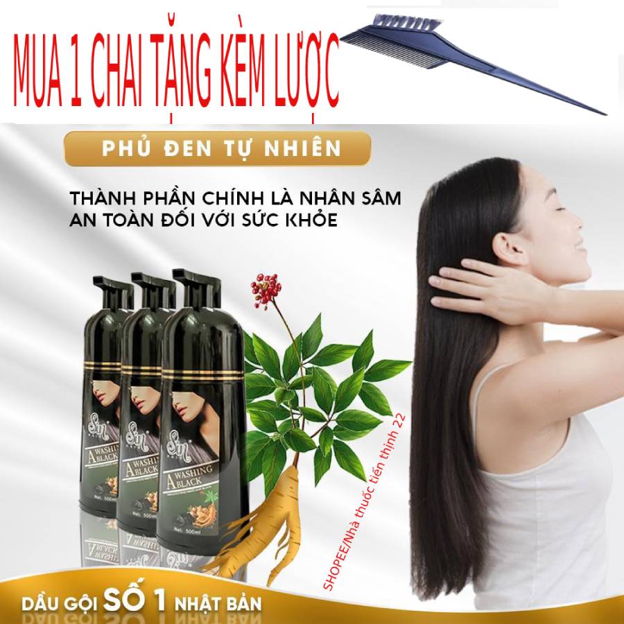 [HCM]Dầu Gội Thảo Dược Phủ Tóc Bạc Nhân Sâm Sin Hair - MUA 01 TẶNG 01 LƯỢC CHẢI NHUỘM