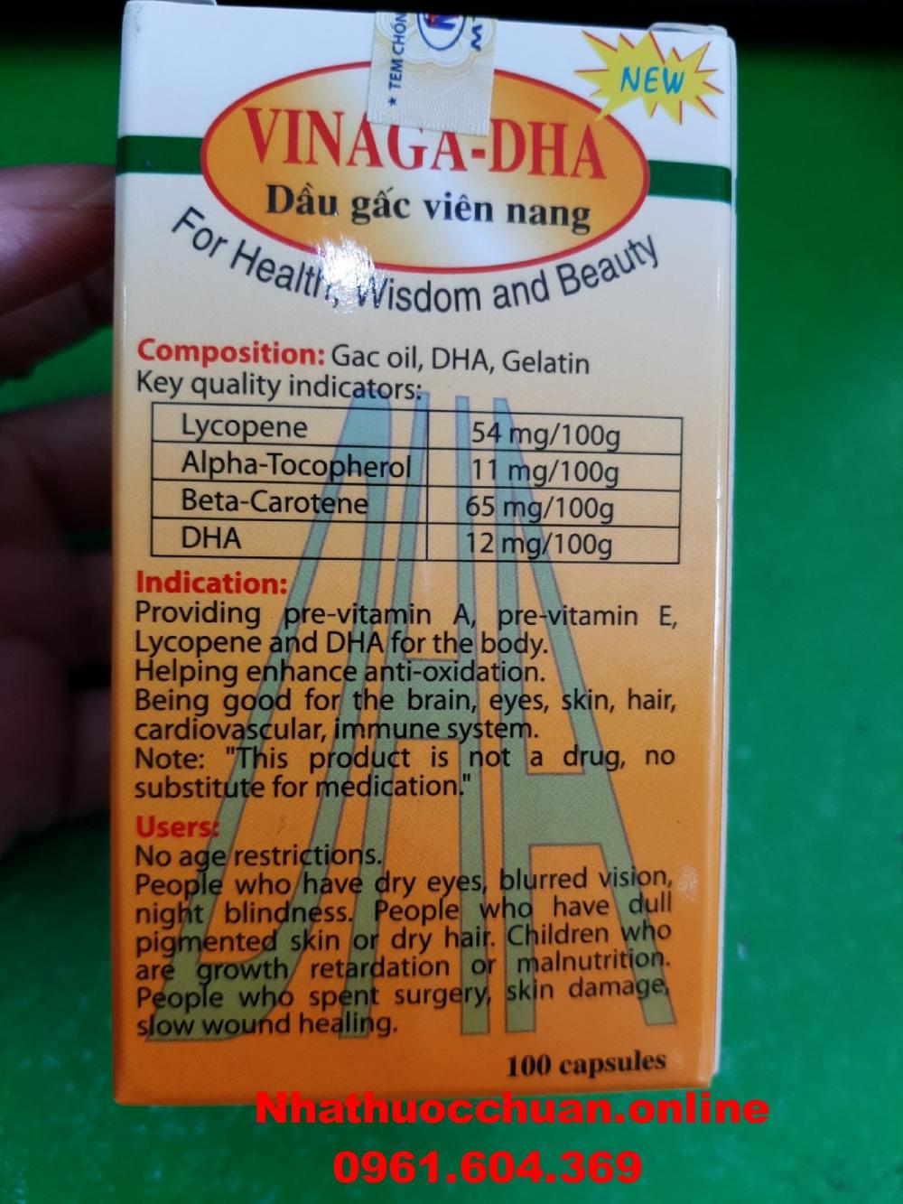 Dầu Gấc Vinaga DHA