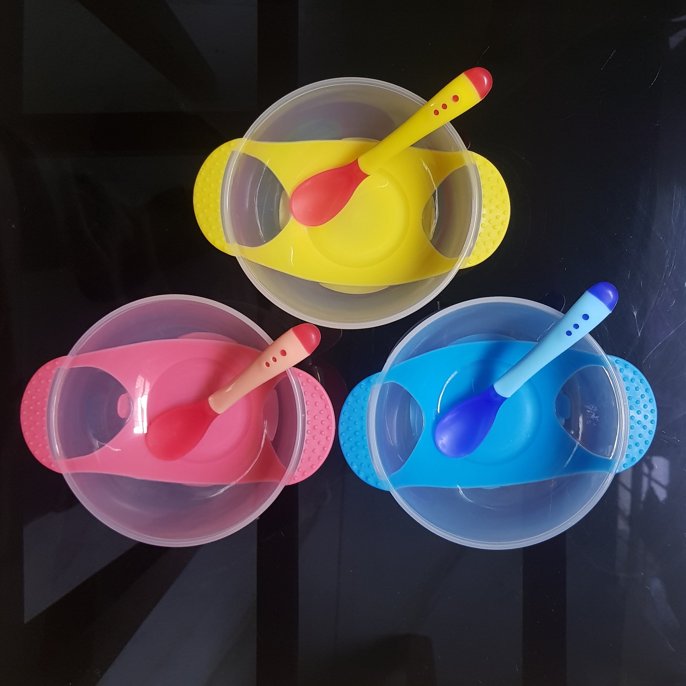 Bát ăn dặm chống trượt kèm thìa báo nóng cho bé BQSHOP