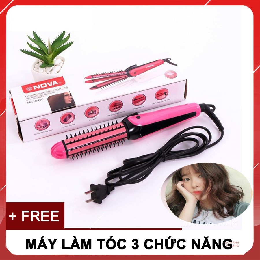 HÀNG CAO CẤP  Máy duỗi tóc 3 in 1 Nova - máy uốn duỗi tóc mi - máy uốn duỗi bấm tóc - Máy duỗi tóc mini - Uốn Tóc Làm Xoăn Tóc...thiết kế nhỏ gọn tiện lợi giúp bạn dễ dàng tạo nhiều kiểu tóc(bảo hành 6 tháng)