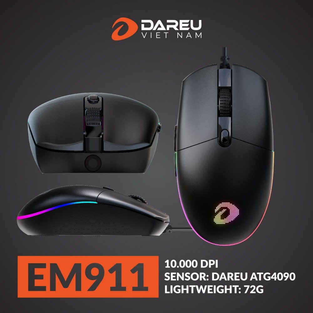 Chuột gaming dareu em911 rgb, dareu bravo new chính hãng