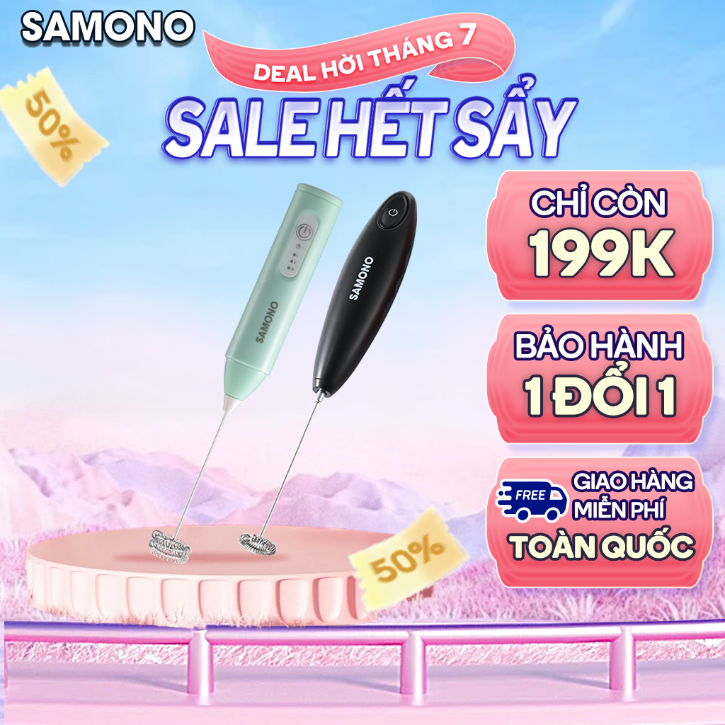 Máy tạo bọt sữa Samono SW-MFB11 máy đánh trứng mini thép không gỉ tặng kèm pin AA dụng cụ đánh trứng tạo bọt cà phê nhanh nhỏ gọn tiện dụng máy khuấy cafe cà fe tạo bọt cà phê dùng trong gia đình nhà hàng