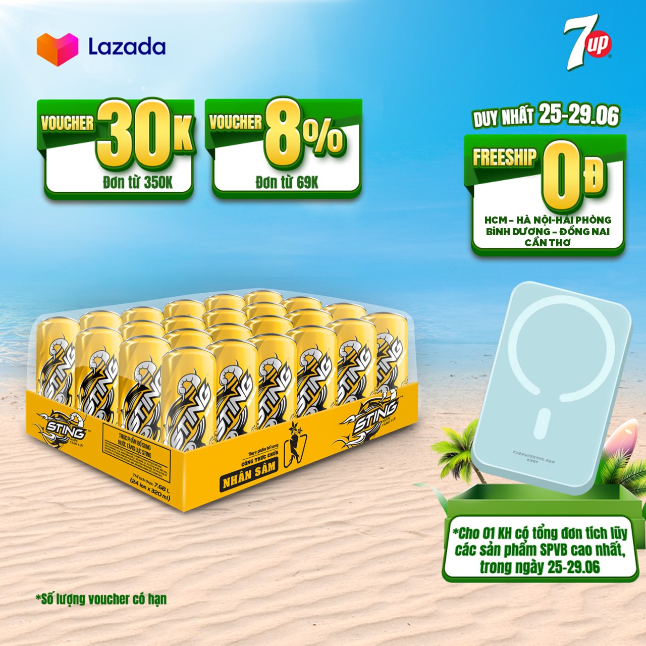 Thùng 24 Lon Nước Tăng Lực Sting Vàng (320ml/lon)