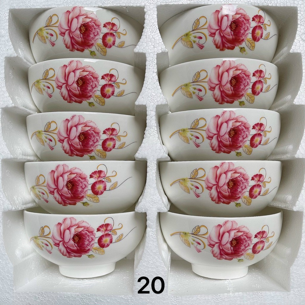 [ComBo 10 Chén] Bộ 10 Chén Sứ Cao Cấp Tráng Men Sang Trọng - Không Độc Hại - Hoa Văn Trang Nhã, Bắt Mắt (Giao Mẫu Ngẫu Nhiên)