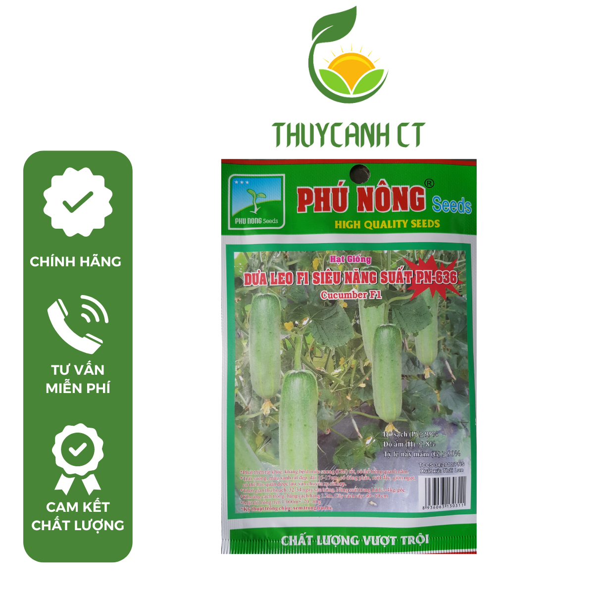Hạt giống dưa leo pn-636 phunongseeds - 1gr