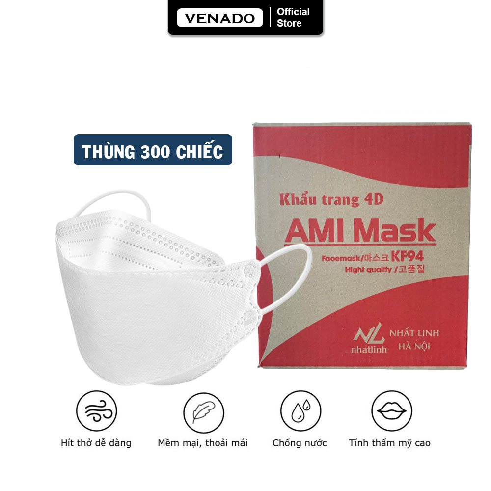 Thùng khẩu trang 4D KF94 AMI MASK kháng khuẩn lọc bụi mịn hàng cao cấp PP bởi Venado