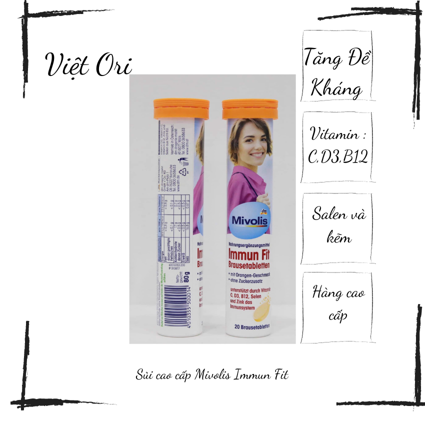 Viên Sủi Tăng Đề Kháng Mivolis Immun Fit, hộp 20 viên