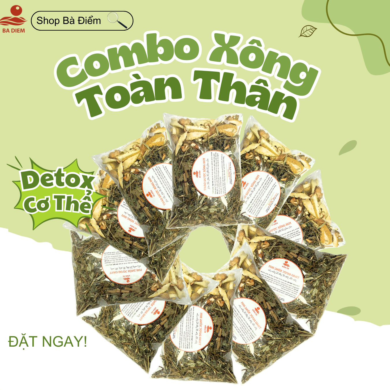 Combo Xông Hơi Giải Cảm, Gói Xông Toàn Thân | Giải Độc Cơ Thể, Hồi Phục Sức Khỏe, Thư Giãn; Đẩy Hàn Khí Ra Khỏi Cơ Thể, Phòng Ngừa Lạnh Tay Chân, Thấp Khớp - Shop Bà Điểm.