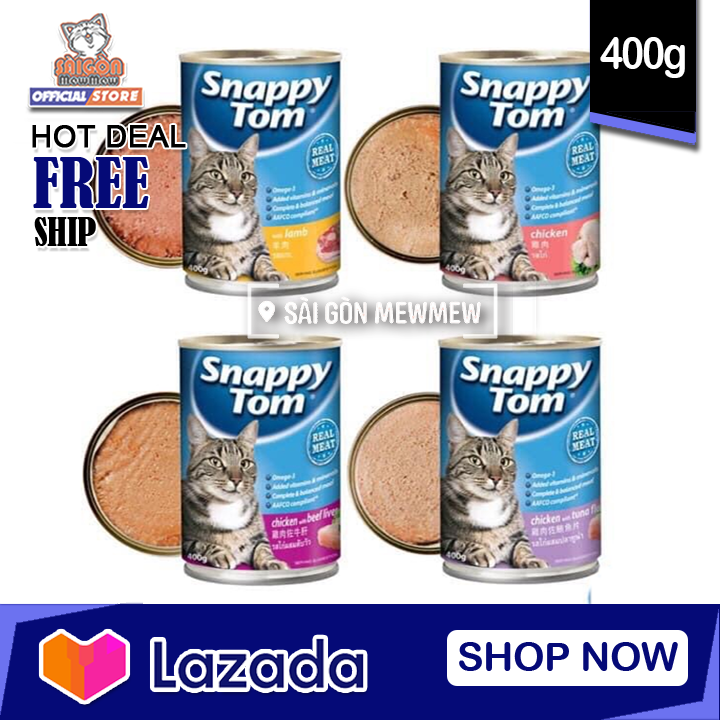 Pate SNAPPY TOM cho mèo lon 400GR