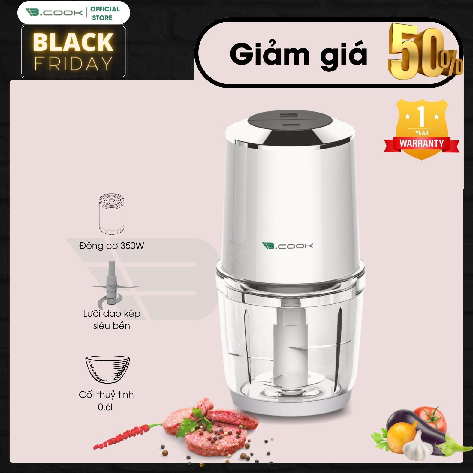 [HÀNG CHÍNH HÃNG] Máy xay thịt đa năng 2 lưỡi dao kép B.COOK cối thuỷ tinh 0.6L