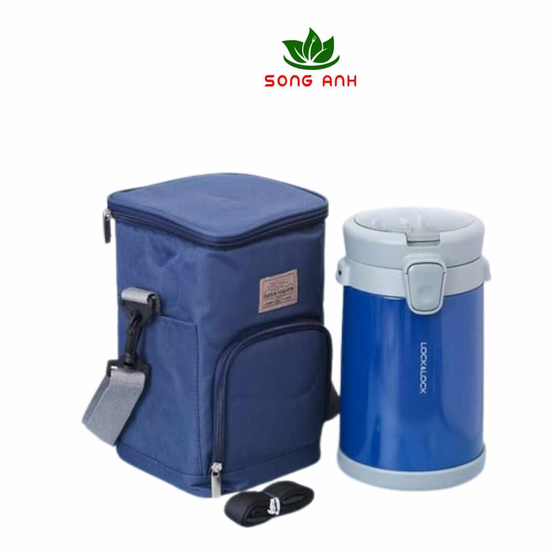 Bộ hộp cơm giữ nhiệt Lock & Lock Easy Carry LHC8039 2L- có 2 màu xanh và trắng- Hàng chính hãng