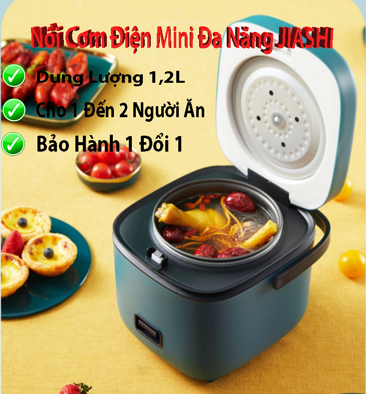 Nồi Cơm Điện Mini Đa Năng JIASHI 1,2L (Nấu Cơm, Nấu Cháo, Hấp, Luộc) (Lõi 0,8L)