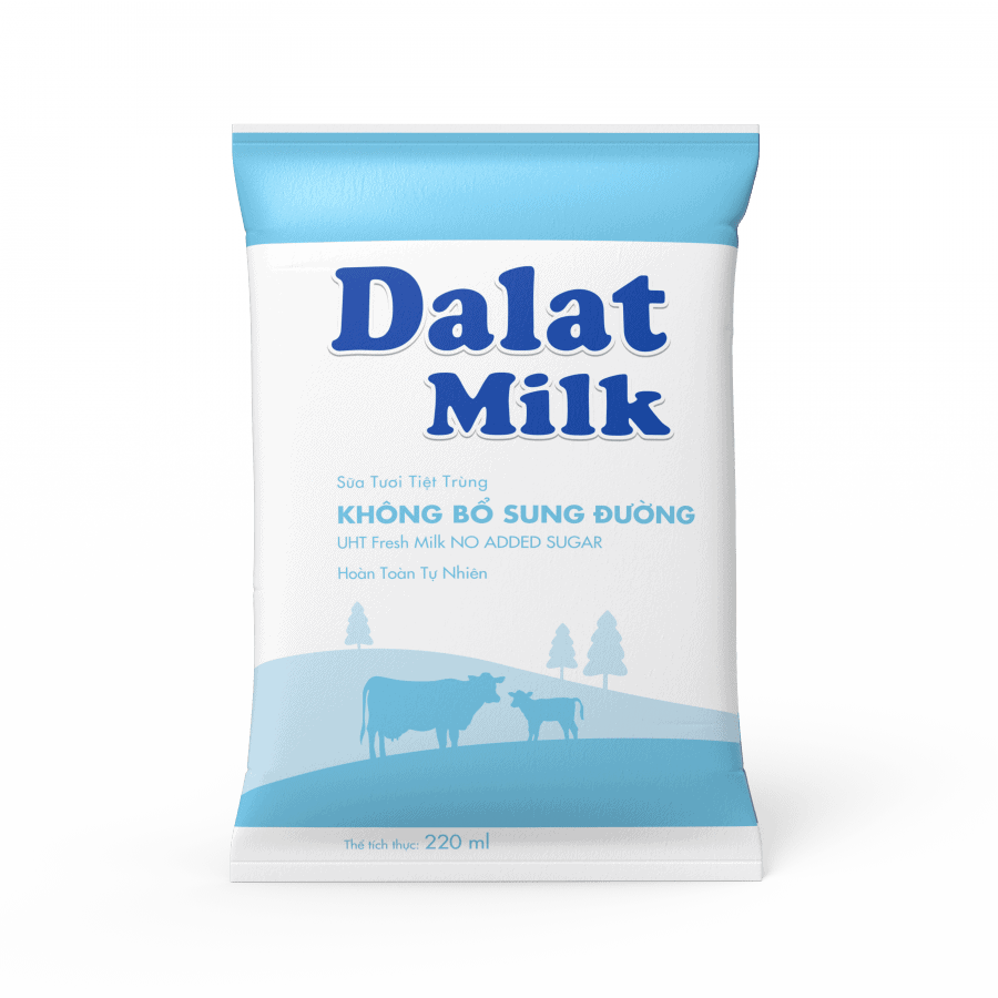 Sữa tươi Dalatmilk Không bổ sung đường 220ml Thùng 48 bịch