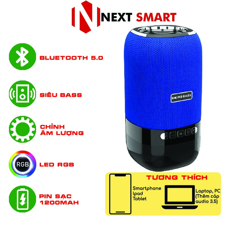 Loa bluetooth siêu bass NEXT SMART SP22 siêu bass siêu trầm led rgb âm thanh sống động - Nghe nhạc giải trí