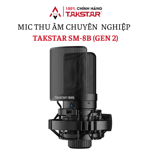 Mic Thu Âm Livestream Hát Karaoke Chuyên Nghiệp Takstar SM-8B Độ Nhạy Cao, Lọc Ồn, Chính Hãng Cao Cấp Bảo Hành 1 Năm