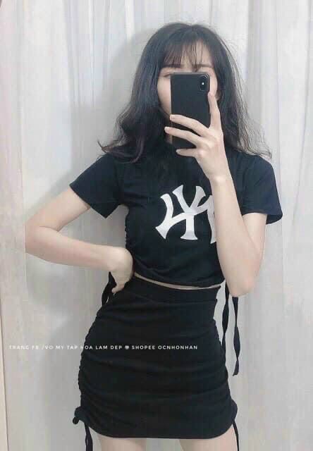 ÁO CROPTOP NỮ RÚT DÂY 2 BÊN NY CƯC DỄ THƯƠNG PHONG CÁCH