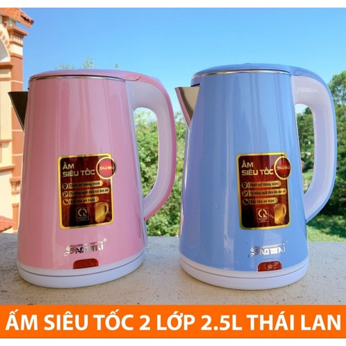 Ấm siêu tốc jiplai 2 lớp 2,5 lít - bình đun nước siêu tốc thái lan