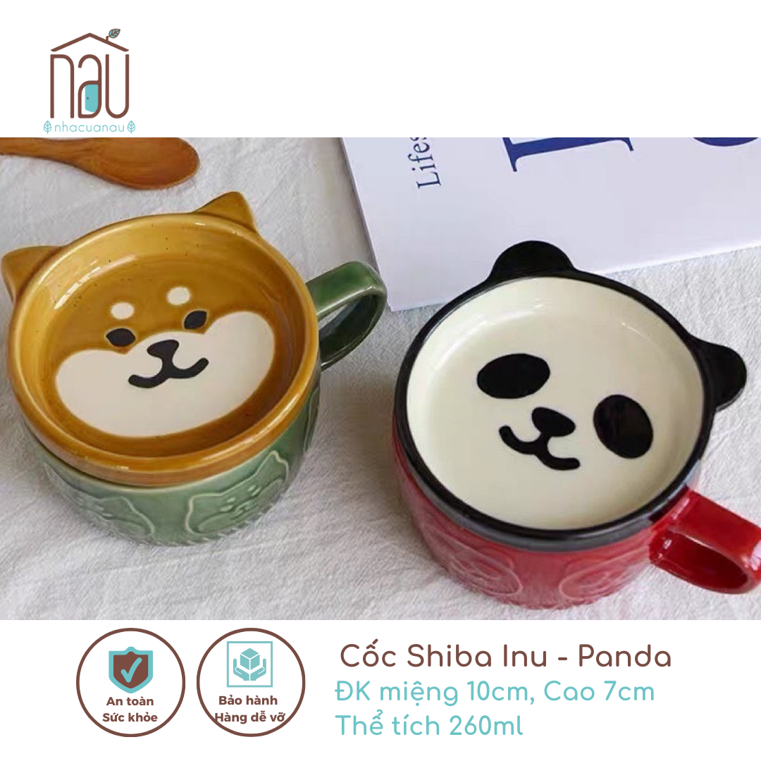 [HAPINS] Cốc sứ tạo hình Shiba Inu và Gấu Panda thể tích 260ml, thích hợp làm cốc nước văn phòng, cafe, trà, quà tặng, cho cặp đôi. Sản phẩm sẵn có tại Nhà của Nâu