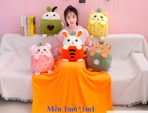 BỘ CHĂN GỐI 3IN1 HÌNH HỌA TRÁI CÂY DỄ THƯƠNG