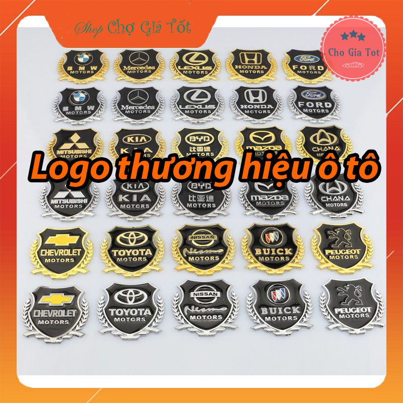 Bộ 2 huy hiệu LOGO bông lúa ô tô bằng kim loại dán trang trí xe